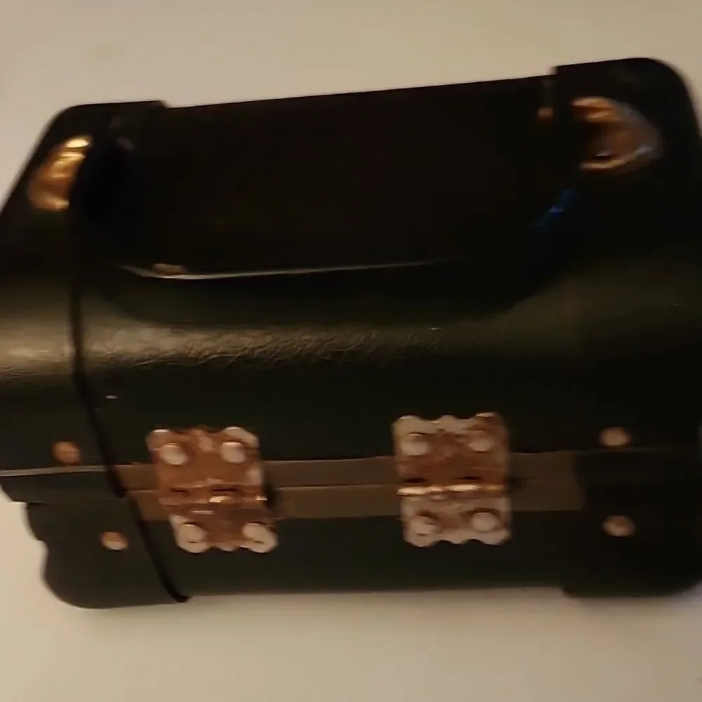 Vintage Black Handbag with Gold Accents
